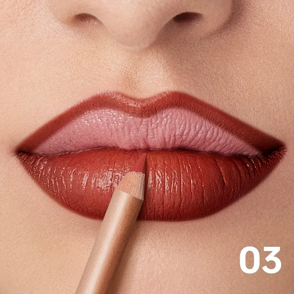 Nude Matte Lip Liner, Waterproof Long Lasting High Pigment Lip Pencil, Smooth Precise Lip Makeup Gift for Women  أبرزي جمال شفتيكِ مع قلم تحديد الشفاه بلون النيود! يتميز بلون غني، وملمس ناعم، ولمسة مطفية أنيقة، مع تركيبة مقاومة للماء وثبات يدوم طويلاً.