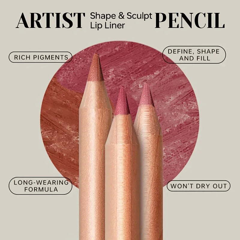 Nude Matte Lip Liner, Waterproof Long Lasting High Pigment Lip Pencil, Smooth Precise Lip Makeup Gift for Women  أبرزي جمال شفتيكِ مع قلم تحديد الشفاه بلون النيود! يتميز بلون غني، وملمس ناعم، ولمسة مطفية أنيقة، مع تركيبة مقاومة للماء وثبات يدوم طويلاً.