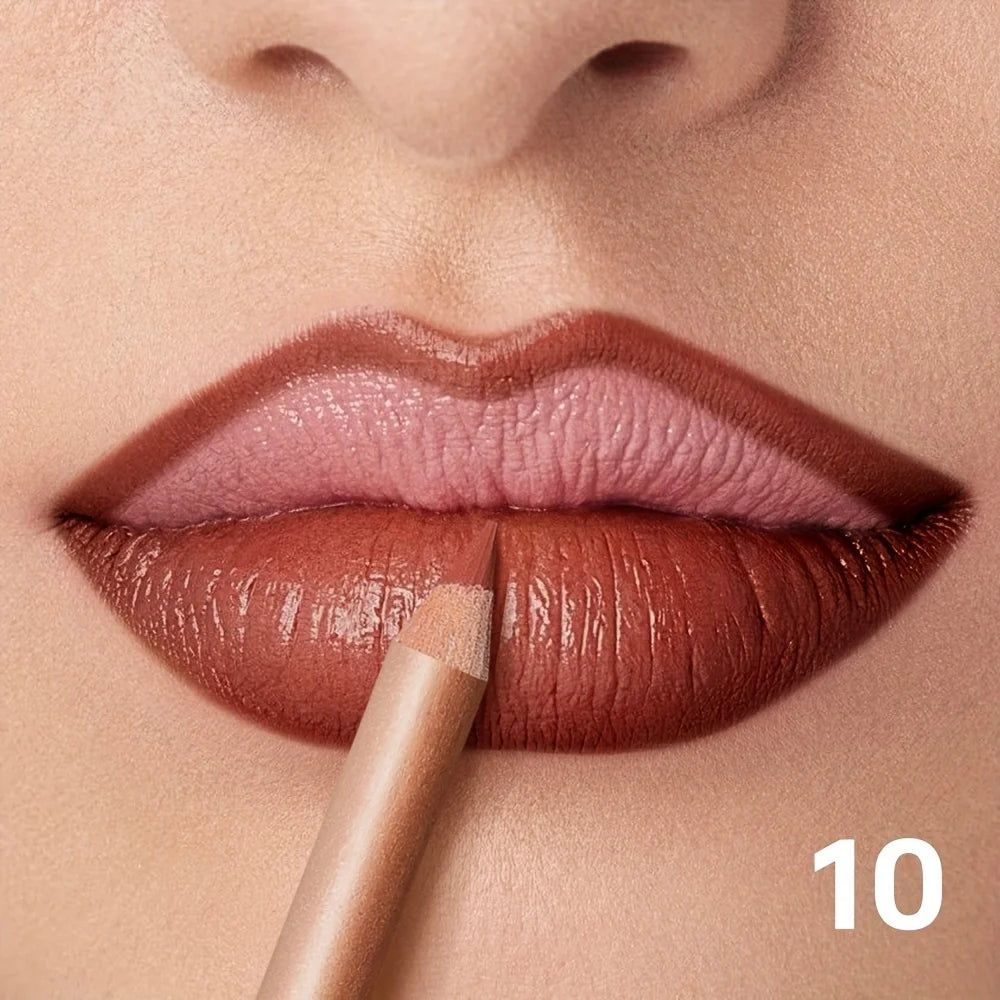 Nude Matte Lip Liner, Waterproof Long Lasting High Pigment Lip Pencil, Smooth Precise Lip Makeup Gift for Women  أبرزي جمال شفتيكِ مع قلم تحديد الشفاه بلون النيود! يتميز بلون غني، وملمس ناعم، ولمسة مطفية أنيقة، مع تركيبة مقاومة للماء وثبات يدوم طويلاً.