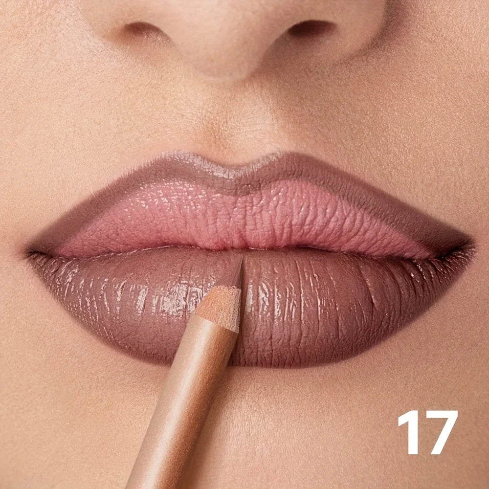 Nude Matte Lip Liner, Waterproof Long Lasting High Pigment Lip Pencil, Smooth Precise Lip Makeup Gift for Women  أبرزي جمال شفتيكِ مع قلم تحديد الشفاه بلون النيود! يتميز بلون غني، وملمس ناعم، ولمسة مطفية أنيقة، مع تركيبة مقاومة للماء وثبات يدوم طويلاً.