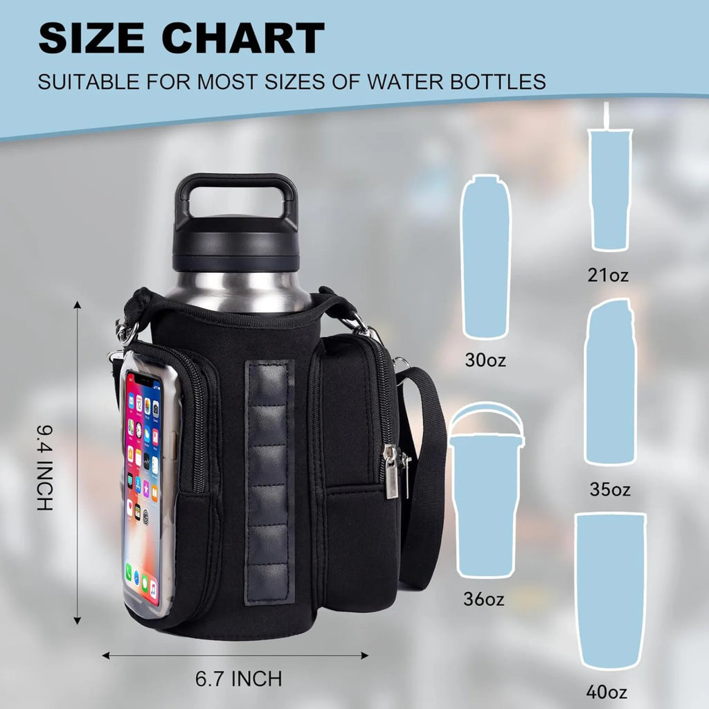 Workout Magnetic Bottle Holder Crossbody Bag, Multi-Pocket Sports Organizer with Strong Built-In Magnets for Fitness Daily Useحقيبة رياضية لحمل قارورة الماء مزودة بمغناطيس، تُلبس بشكل متقاطع على الجسم، متعددة الجيوب ومنظّمة للأغراض الرياضية، مزوّدة بمغناط