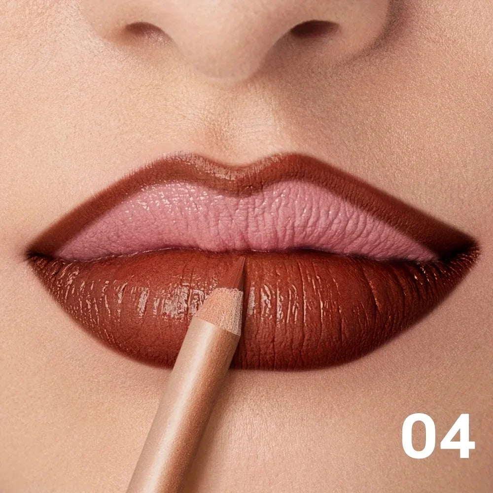 Nude Matte Lip Liner, Waterproof Long Lasting High Pigment Lip Pencil, Smooth Precise Lip Makeup Gift for Women  أبرزي جمال شفتيكِ مع قلم تحديد الشفاه بلون النيود! يتميز بلون غني، وملمس ناعم، ولمسة مطفية أنيقة، مع تركيبة مقاومة للماء وثبات يدوم طويلاً.