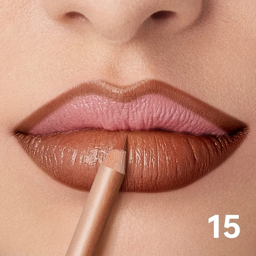 Nude Matte Lip Liner, Waterproof Long Lasting High Pigment Lip Pencil, Smooth Precise Lip Makeup Gift for Women  أبرزي جمال شفتيكِ مع قلم تحديد الشفاه بلون النيود! يتميز بلون غني، وملمس ناعم، ولمسة مطفية أنيقة، مع تركيبة مقاومة للماء وثبات يدوم طويلاً.
