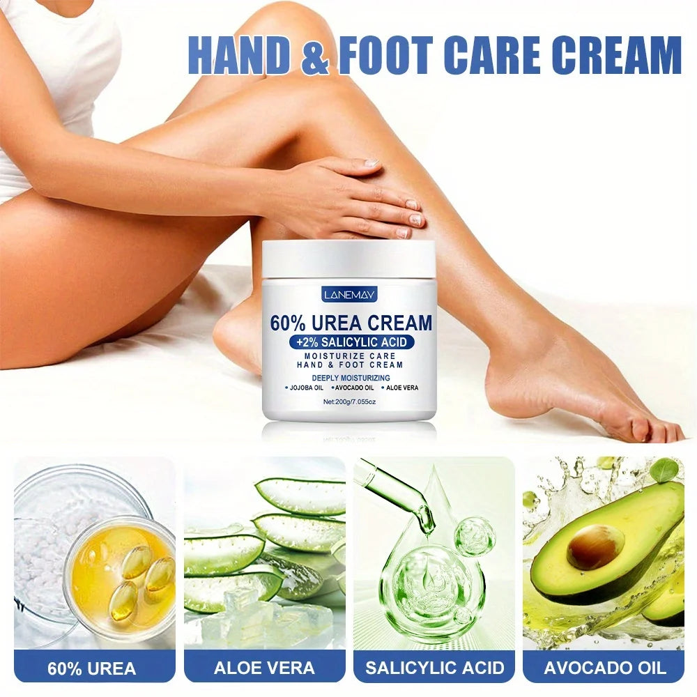 60% Urea Cream for Hand & Foot, Moisturizing Cream Rich in Salicylic Acid and Glycerin , Suitable for Dry, Rough, Cracked Heelsكريم اليوريا بتركيز 60% لليدين والقدمين، كريم مرطّب غني بحمض الساليسيليك والغليسرين، مناسب للبشرة الجافة والخشنة وللكعوب المتشقق
