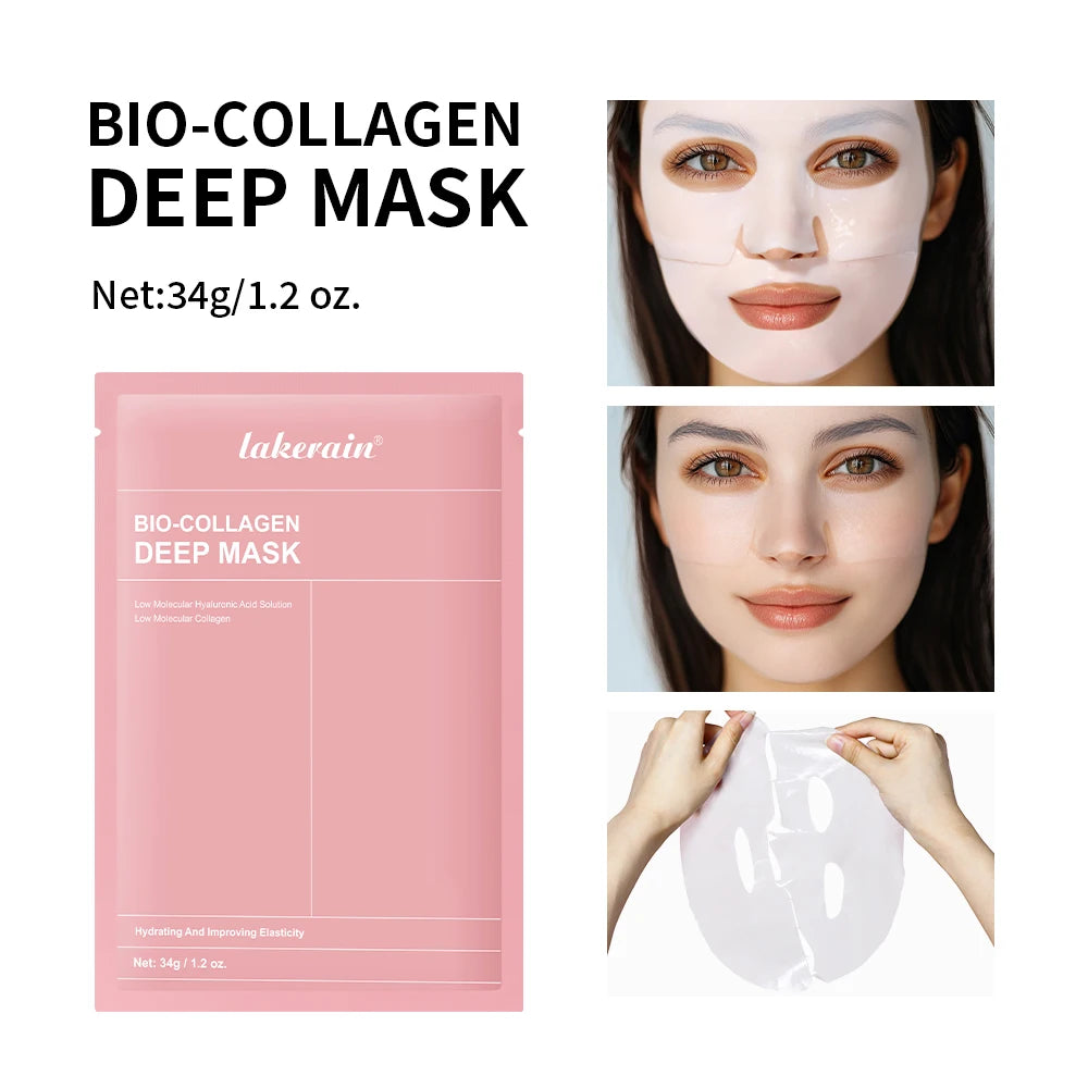 Bio-Collagen Real Deep Mask Supplement Collagen Hydrating Overnight Hydrogel Mask Elasticity Improvement Pore Minimizing Firmingقناع الكولاجين الحيوي الأصلي والعميق، قناع هيدروجيل مرطّب بالكولاجين يُستخدم طوال الليل، يساعد على ترطيب البشرة بعمق، وتحسين مر
