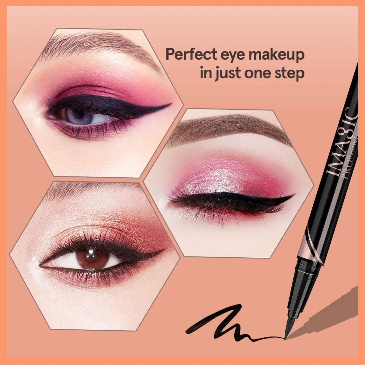IMAGIC Waterproof Eyeliner Shine Eyeliner Matte Make Your Beauty Black Long Lasting Eyeliner Pen Makeup Cosmetic Tool مقاوم للماء
قلم تحديد العيون بلمسة نهائية لامعة أو مطفية، باللون الأسود الجذاب. يتميز بثبات طويل الأمد ومقاومة للماء، ويساعد على رسم