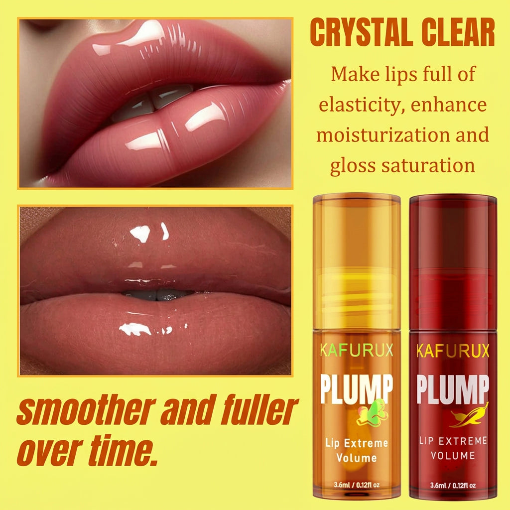 2PC Lip Plump Long Lasting Lip Oil Moisturizing Lip Gloss Serum Instant Volumising Essence Oil Repair Lip Fine Lines Increase Elيت ملمّع للشفاه بحجم قطعتين، يمنح الشفاه مظهراً أكثر امتلاءً مع ترطيب يدوم طويلاً. سيروم زيتي مغذٍ يساعد على تنعيم الشفاه وتقلي