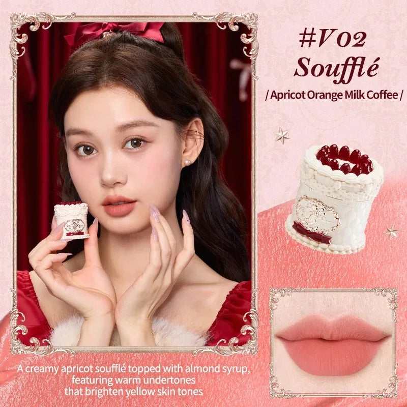 Flower Know Strawberry Rococo Cloud Liquid Lipstick Cream Lip Glaze Matte Milk Tea Korean Makeup Long Lasting Lipglossأحمر شفاه سائل من Flower Know بتصميم الفراولة وأسلوب الروكوكو، بقوام كريمي ناعم ولمسة مطفية تشبه السحاب، بلون شاي الحليب، مستوحى من المكي