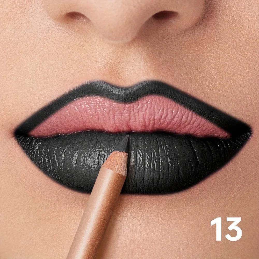 Nude Matte Lip Liner, Waterproof Long Lasting High Pigment Lip Pencil, Smooth Precise Lip Makeup Gift for Women  أبرزي جمال شفتيكِ مع قلم تحديد الشفاه بلون النيود! يتميز بلون غني، وملمس ناعم، ولمسة مطفية أنيقة، مع تركيبة مقاومة للماء وثبات يدوم طويلاً.