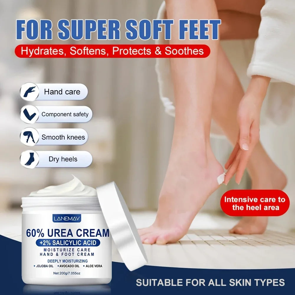 60% Urea Cream for Hand & Foot, Moisturizing Cream Rich in Salicylic Acid and Glycerin , Suitable for Dry, Rough, Cracked Heelsكريم اليوريا بتركيز 60% لليدين والقدمين، كريم مرطّب غني بحمض الساليسيليك والغليسرين، مناسب للبشرة الجافة والخشنة وللكعوب المتشقق