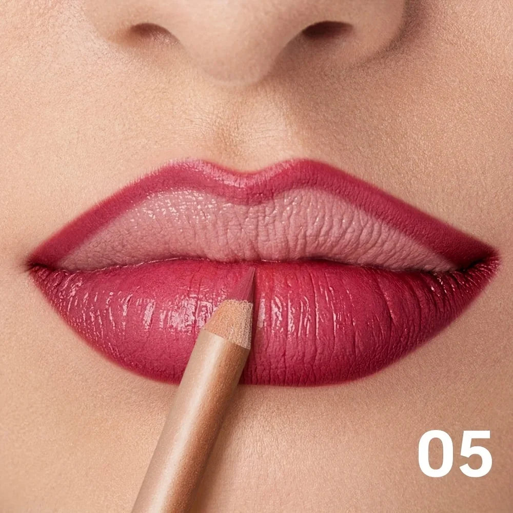 Nude Matte Lip Liner, Waterproof Long Lasting High Pigment Lip Pencil, Smooth Precise Lip Makeup Gift for Women  أبرزي جمال شفتيكِ مع قلم تحديد الشفاه بلون النيود! يتميز بلون غني، وملمس ناعم، ولمسة مطفية أنيقة، مع تركيبة مقاومة للماء وثبات يدوم طويلاً.