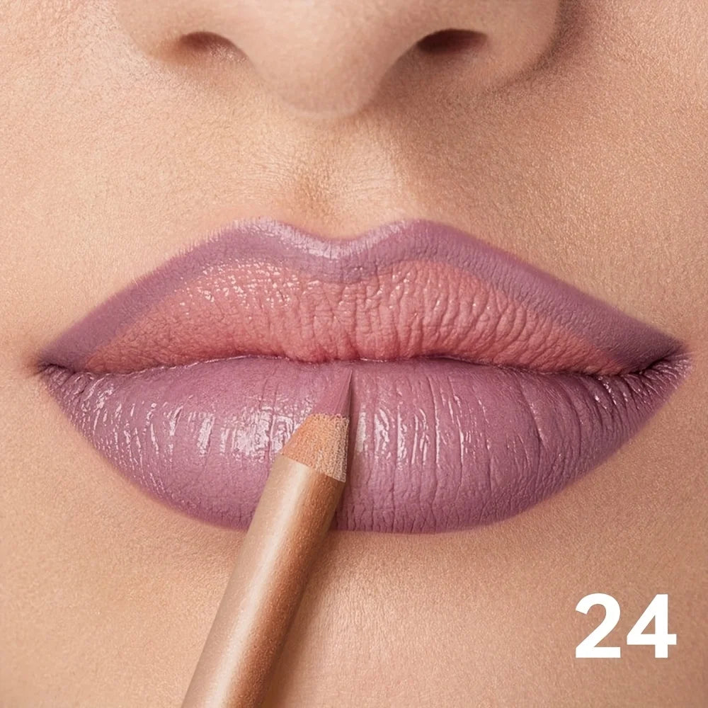 Nude Matte Lip Liner, Waterproof Long Lasting High Pigment Lip Pencil, Smooth Precise Lip Makeup Gift for Women  أبرزي جمال شفتيكِ مع قلم تحديد الشفاه بلون النيود! يتميز بلون غني، وملمس ناعم، ولمسة مطفية أنيقة، مع تركيبة مقاومة للماء وثبات يدوم طويلاً.