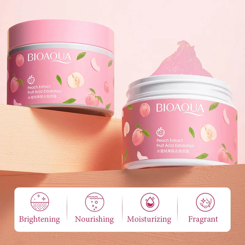 BIOAQUA Honey Peach Exfoliating Facial Cream Scrub Exfoliant Body Scrub Moisturizing Nourishing Exfoliator Face Cream Skin CareBIOAQUA كريم مقشر للوجه والجسم بخلاصة العسل والخوخ 🍑
كريم تقشير البشرة، يساعد على إزالة الخلايا الميتة، وترطيب البشرة وتغذيتها،