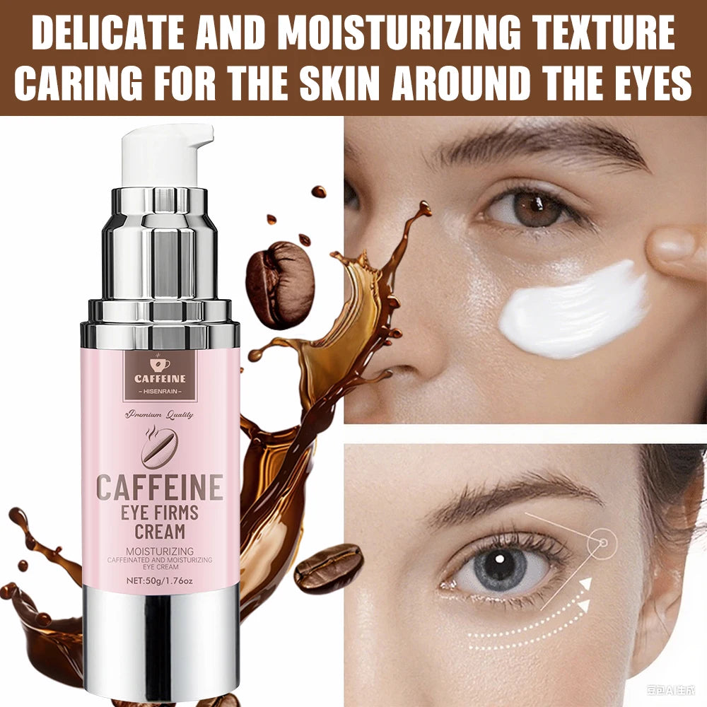 HISENRAIN Under Eye Cream with Caffeine, Vacuum Pump Anti-Aging Firm & Lift Dark Circles Puffiness, Professional Eye Treatment.كريم HISENRAIN للعناية بمحيط العينين بالكافيين، مزوّد بمضخة تفريغ الهواء. يساعد على مكافحة علامات الشيخوخة، وشدّ البشرة ورفعها،