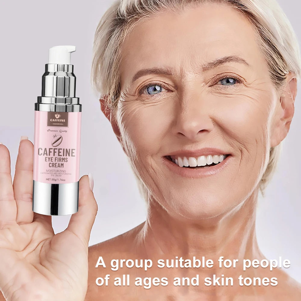 HISENRAIN Under Eye Cream with Caffeine, Vacuum Pump Anti-Aging Firm & Lift Dark Circles Puffiness, Professional Eye Treatment.كريم HISENRAIN للعناية بمحيط العينين بالكافيين، مزوّد بمضخة تفريغ الهواء. يساعد على مكافحة علامات الشيخوخة، وشدّ البشرة ورفعها،