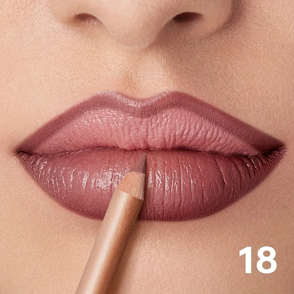 Nude Matte Lip Liner, Waterproof Long Lasting High Pigment Lip Pencil, Smooth Precise Lip Makeup Gift for Women  أبرزي جمال شفتيكِ مع قلم تحديد الشفاه بلون النيود! يتميز بلون غني، وملمس ناعم، ولمسة مطفية أنيقة، مع تركيبة مقاومة للماء وثبات يدوم طويلاً.