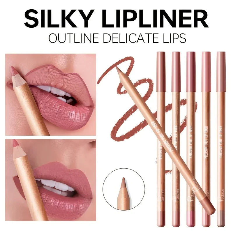 Nude Matte Lip Liner, Waterproof Long Lasting High Pigment Lip Pencil, Smooth Precise Lip Makeup Gift for Women  أبرزي جمال شفتيكِ مع قلم تحديد الشفاه بلون النيود! يتميز بلون غني، وملمس ناعم، ولمسة مطفية أنيقة، مع تركيبة مقاومة للماء وثبات يدوم طويلاً.