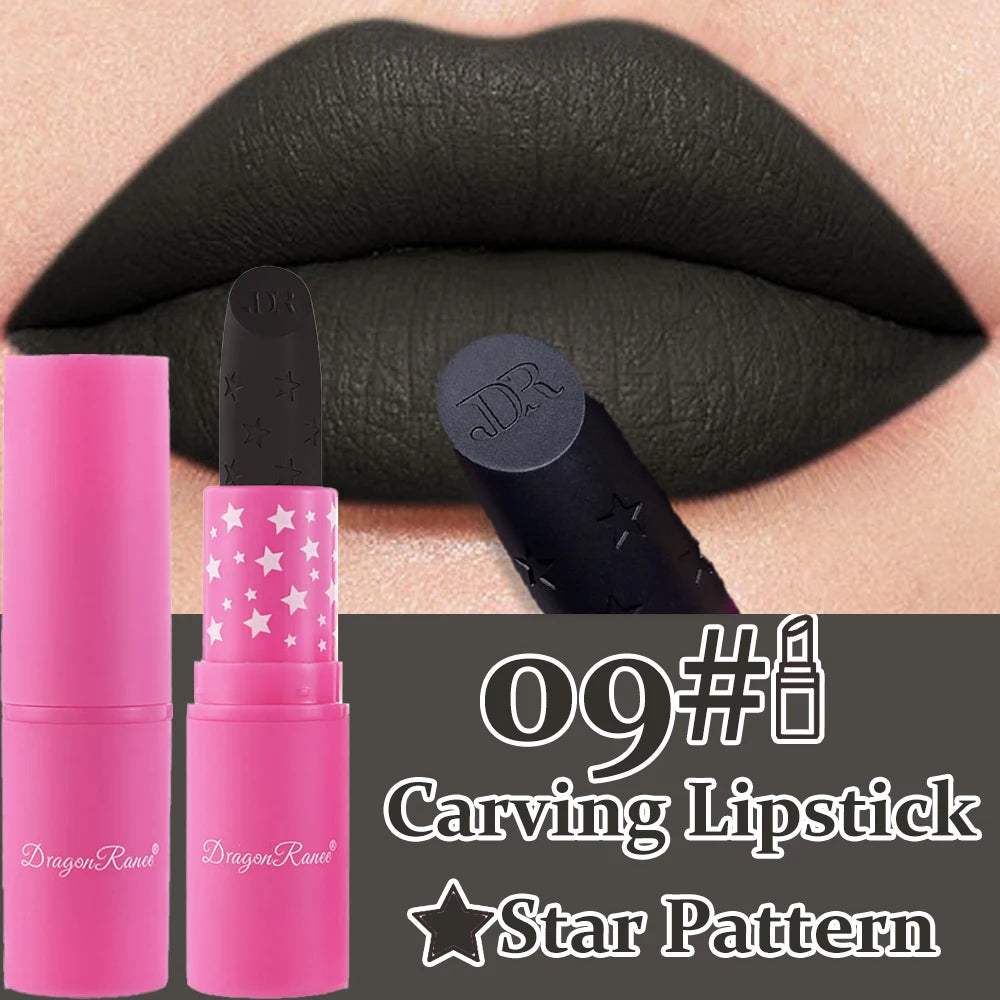 Waterproof Rose Pink Lipstick Star Embossed Velvet Matte Lasting Lip Stick Lasting Non-stick Cup Lip Gloss Women Makeup Cosmetic دلّلي شفتيكِ مع أحمر الشفاه الوردي بتصميم النجمة الساحر! ⭐💗 لون أنثوي جذاب، ملمس مخملي مطفي، وتركيبة مقاومة للماء تساعد على ث
