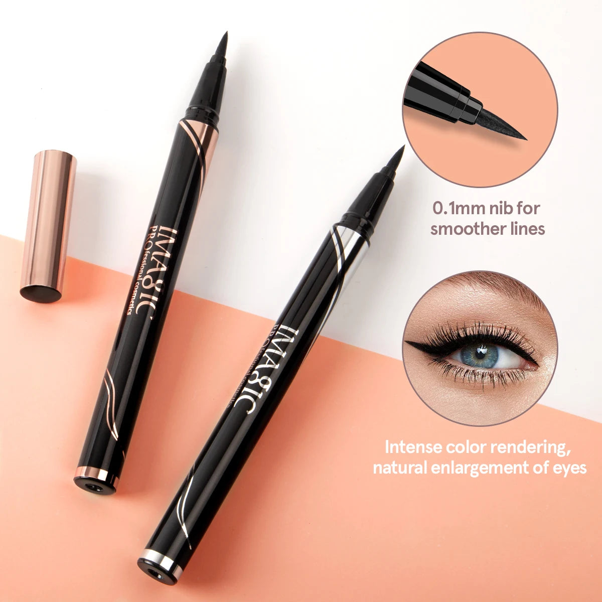IMAGIC Waterproof Eyeliner Shine Eyeliner Matte Make Your Beauty Black Long Lasting Eyeliner Pen Makeup Cosmetic Tool مقاوم للماء
قلم تحديد العيون بلمسة نهائية لامعة أو مطفية، باللون الأسود الجذاب. يتميز بثبات طويل الأمد ومقاومة للماء، ويساعد على رسم