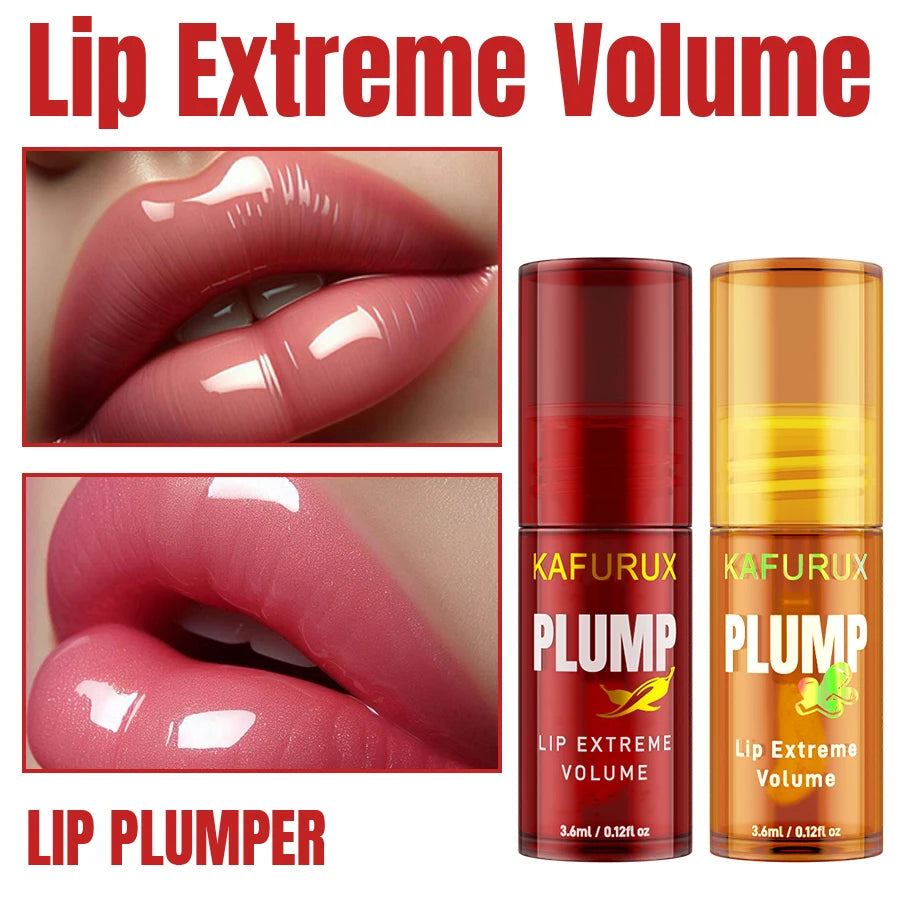 2PC Lip Plump Long Lasting Lip Oil Moisturizing Lip Gloss Serum Instant Volumising Essence Oil Repair Lip Fine Lines Increase Elيت ملمّع للشفاه بحجم قطعتين، يمنح الشفاه مظهراً أكثر امتلاءً مع ترطيب يدوم طويلاً. سيروم زيتي مغذٍ يساعد على تنعيم الشفاه وتقلي