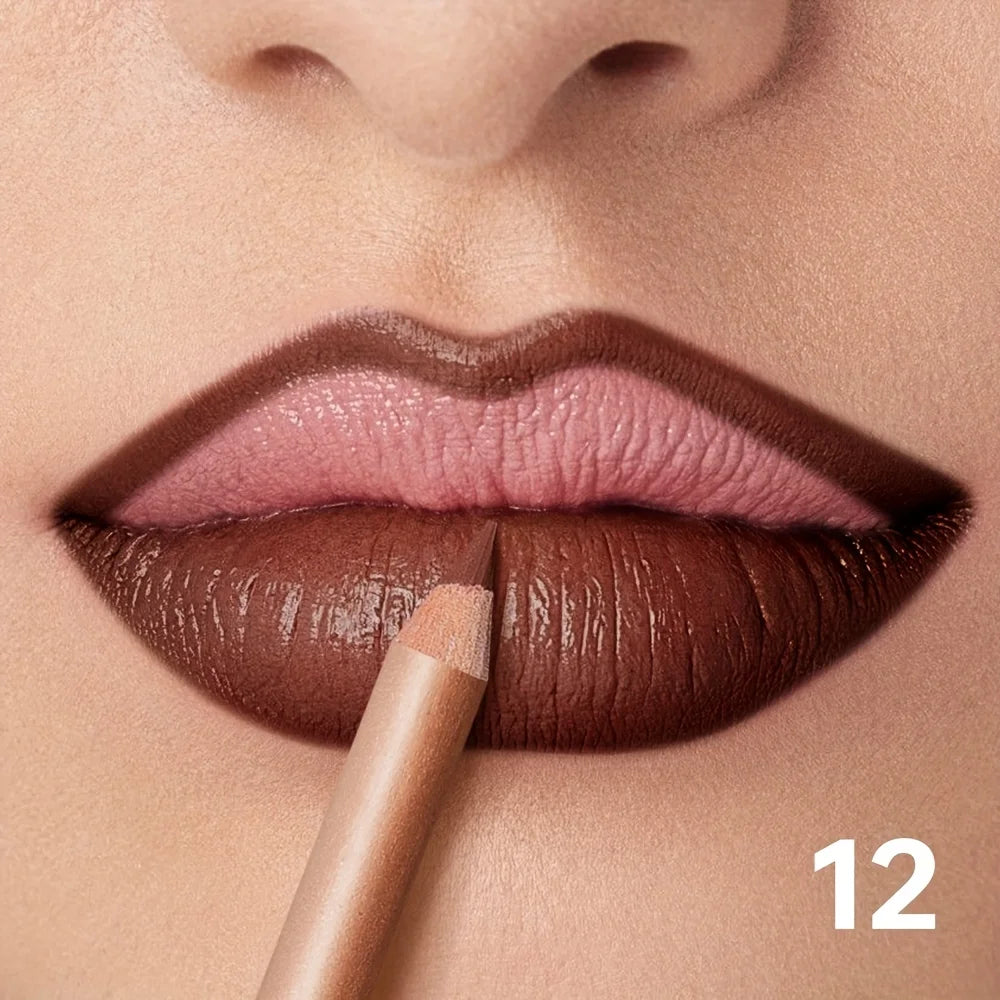 Nude Matte Lip Liner, Waterproof Long Lasting High Pigment Lip Pencil, Smooth Precise Lip Makeup Gift for Women  أبرزي جمال شفتيكِ مع قلم تحديد الشفاه بلون النيود! يتميز بلون غني، وملمس ناعم، ولمسة مطفية أنيقة، مع تركيبة مقاومة للماء وثبات يدوم طويلاً.
