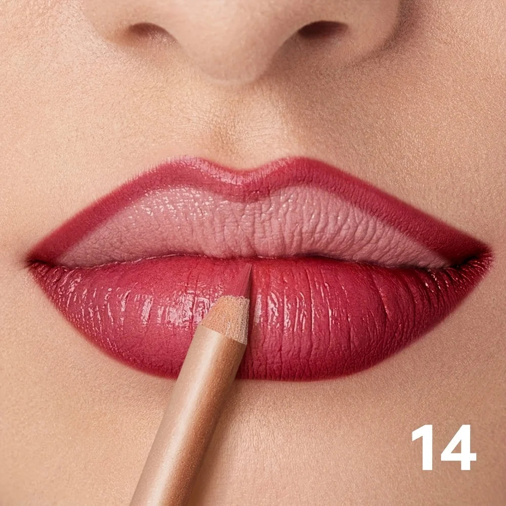Nude Matte Lip Liner, Waterproof Long Lasting High Pigment Lip Pencil, Smooth Precise Lip Makeup Gift for Women  أبرزي جمال شفتيكِ مع قلم تحديد الشفاه بلون النيود! يتميز بلون غني، وملمس ناعم، ولمسة مطفية أنيقة، مع تركيبة مقاومة للماء وثبات يدوم طويلاً.