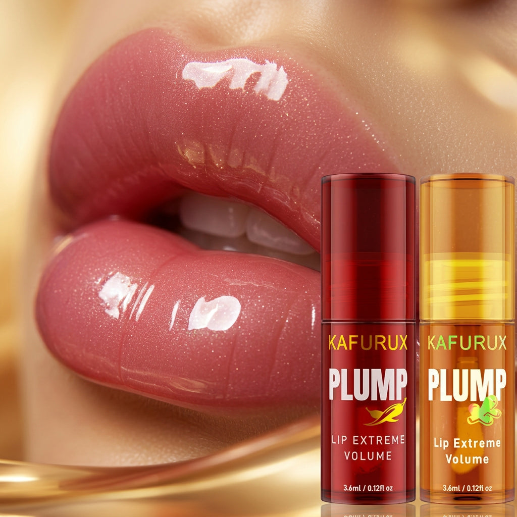 2PC Lip Plump Long Lasting Lip Oil Moisturizing Lip Gloss Serum Instant Volumising Essence Oil Repair Lip Fine Lines Increase Elيت ملمّع للشفاه بحجم قطعتين، يمنح الشفاه مظهراً أكثر امتلاءً مع ترطيب يدوم طويلاً. سيروم زيتي مغذٍ يساعد على تنعيم الشفاه وتقلي
