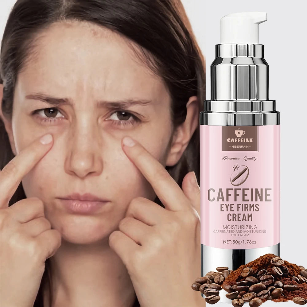 HISENRAIN Under Eye Cream with Caffeine, Vacuum Pump Anti-Aging Firm & Lift Dark Circles Puffiness, Professional Eye Treatment.كريم HISENRAIN للعناية بمحيط العينين بالكافيين، مزوّد بمضخة تفريغ الهواء. يساعد على مكافحة علامات الشيخوخة، وشدّ البشرة ورفعها،