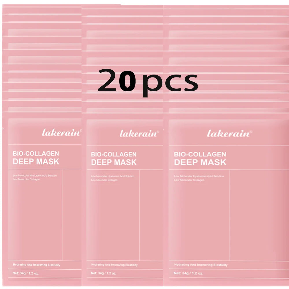 Bio-Collagen Real Deep Mask Supplement Collagen Hydrating Overnight Hydrogel Mask Elasticity Improvement Pore Minimizing Firmingقناع الكولاجين الحيوي الأصلي والعميق، قناع هيدروجيل مرطّب بالكولاجين يُستخدم طوال الليل، يساعد على ترطيب البشرة بعمق، وتحسين مر
