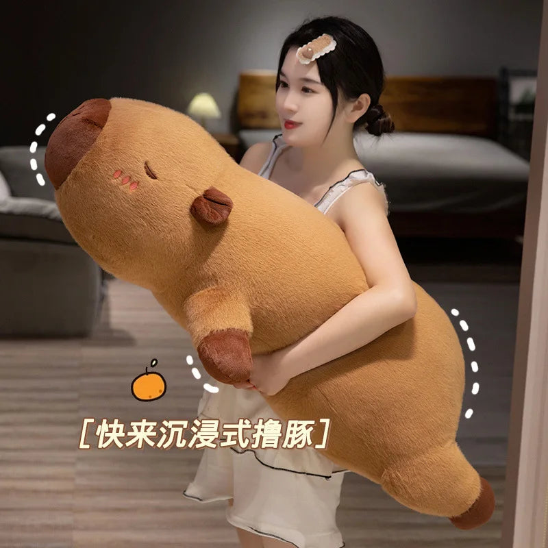 Papaya Capibara throw pillow with otter plush toy for girls' bed as a companion pillow for sleeping, girlfriend's birthday  وسادة ديكور "كابيبارا البابايا" (وسادة السرير المريحة)
الوصف: وسادة ناعمة ومريحة للغاية على شكل حيوان الكابيبارا اللطيف، مثالية ل