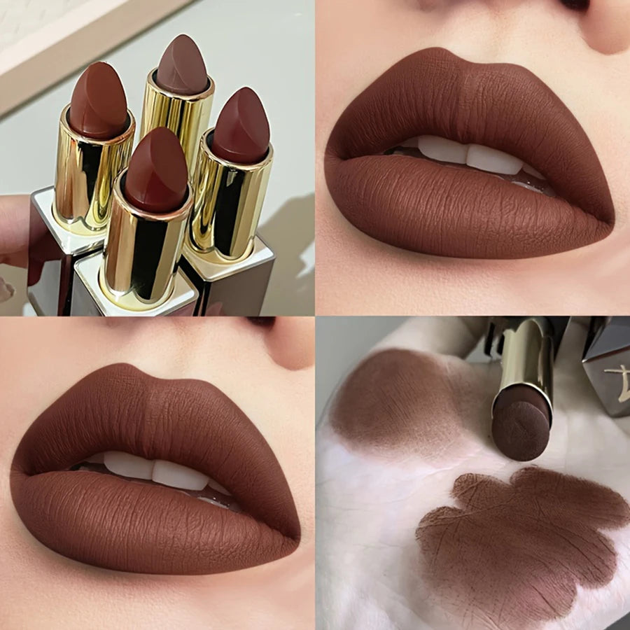 Available in 3 Shades Matte Lipstick Matte Velvet Waterproof Non-fading Lip Gloss That Enhances Color and Brightens Lips Suitabl  اكتشفي جمال شفتيكِ مع أحمر الشفاه المخملي المطفي! متوفر بثلاثة ألوان جذابة، بتركيبة أنيقة تساعد على ثبات اللون ومقاومة الماءا