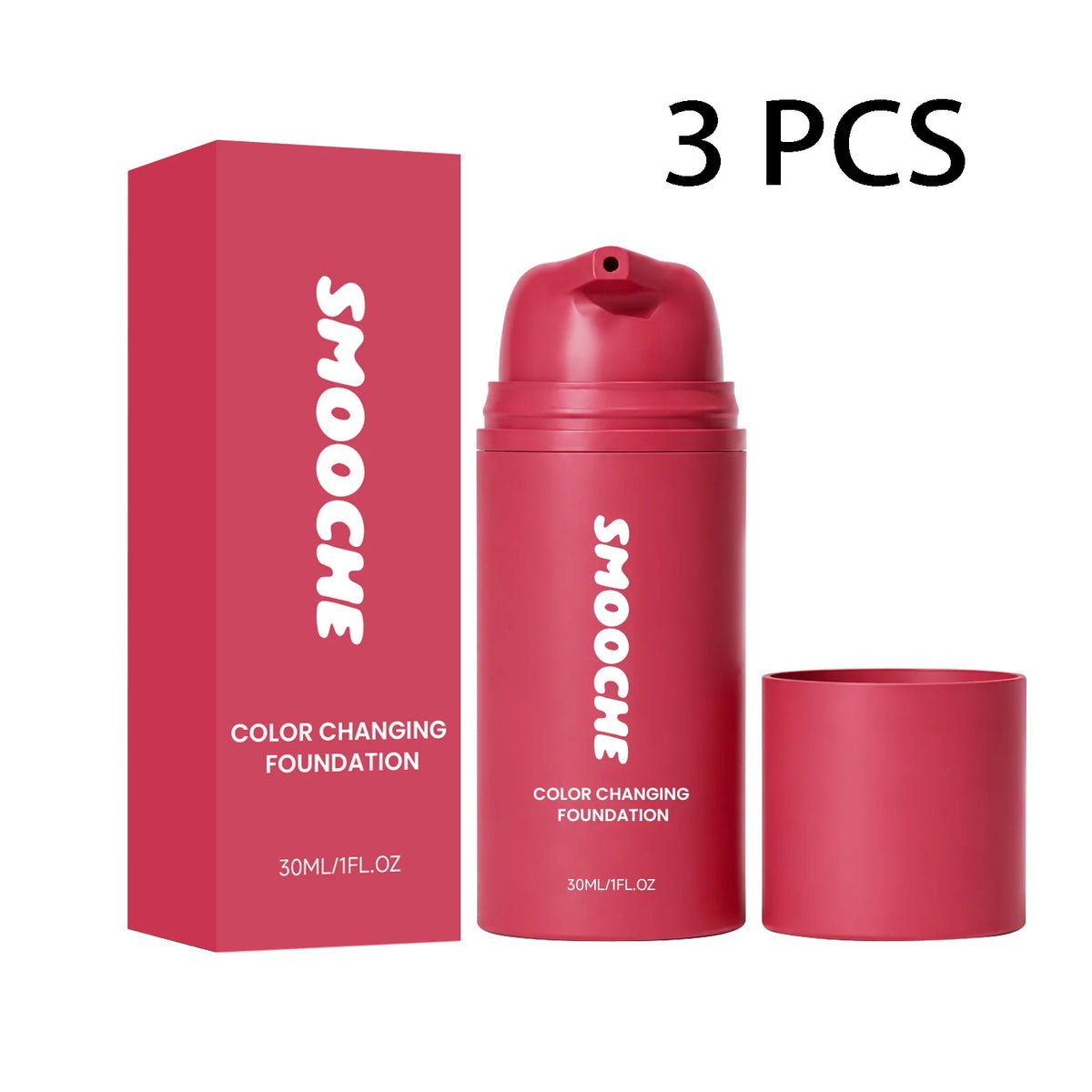 SMOOCHE Color Changing Foundation Adaptive Skin Tone Lasting Lightweight Hydrating Moisturizing Natural Finish Liquid Makeup لي على بشرة جميلة ومتجانسة مع كريم أساس SMOOCHE الذكي، الذي يتكيّف مع لون بشرتك، ويمنحك مظهراً طبيعياً وإطلالة مشرقة، مع تركيبة خف
